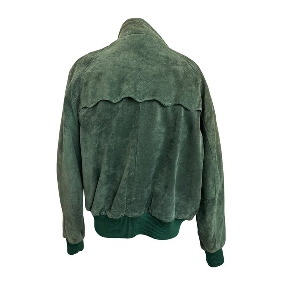 Vintage Green Suede Bomber Jacket Size 12 Plaid Lining Authentic Imports Inc Mad - Picture 8 of 15